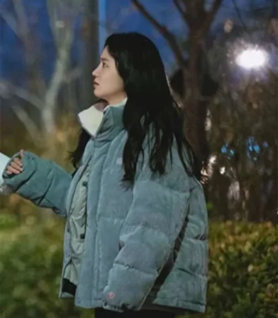 Love All Play 2022 Park Ju-hyun Blue Puffer Jacket