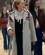 Love and Death Elizabeth Olsen Grey Trench Coat