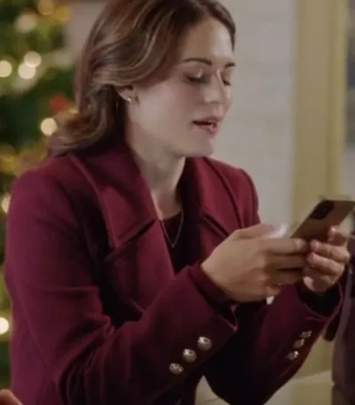 Lyndsy Fonseca Where Are You, Christmas 2023 Red Coat