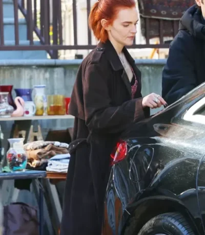 Madeline Brewer You S05 Suede Leather Coat