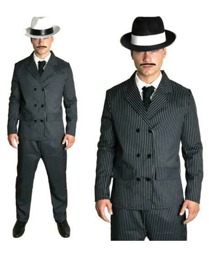 Mafia 1920s Fashion White Pinstripe Six Buttons Double Breasted Suit Mafia 1920s Fashion White Pinstripe Six Buttons Double Breasted Suit