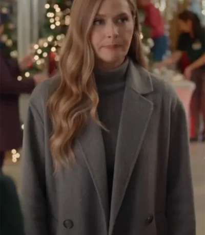 Maggie Lawson Sugarplummed Grey Wool Coat