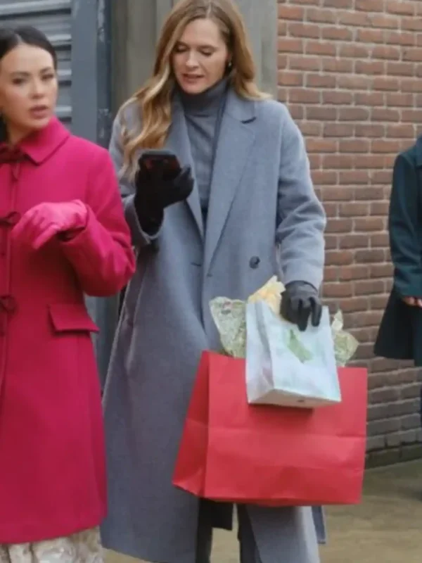 Maggie Lawson Sugarplummed Grey Wool Coat