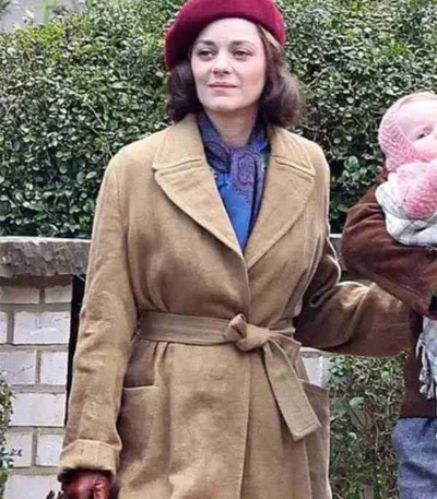Marion Cotillard Allied Brown Long Trench Coat