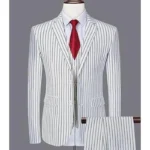 Martize 1920s Fashion White and Black Single Breasted 3 Piece Pinstripe Suit