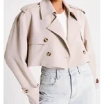 Mary Bone Double Breasted Cropped Trench Coat