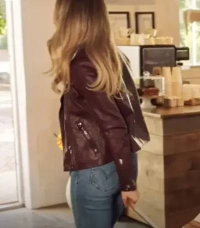 Megan Hutchings Sister Dating Swap 2023 Brown Leather Jacket