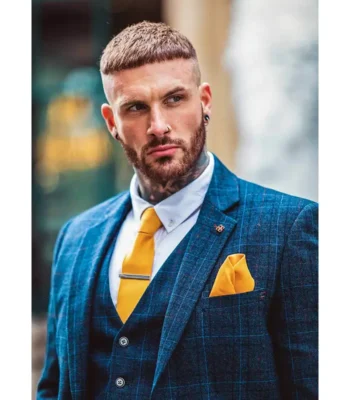 Jaylen 3 Piece Blue Check Vintage Classic Suit
