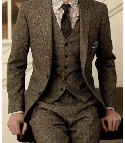 Men Vintage 1920s Fashion Gentleman Wool Suit