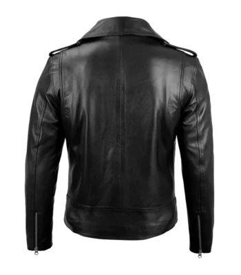 Men’s Black Belted Moto Leather Jacket
