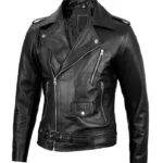 Men’s Black Belted Moto Leather Jacket