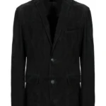 Mens Black Classic Formal Suede Leather Blazer