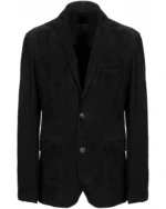 Mens Black Classic Formal Suede Leather Blazer