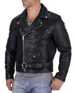Mens Black Leather Biker Jacket
