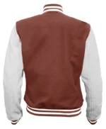 Mens Brown and White High School Baseball Letterman Jacket