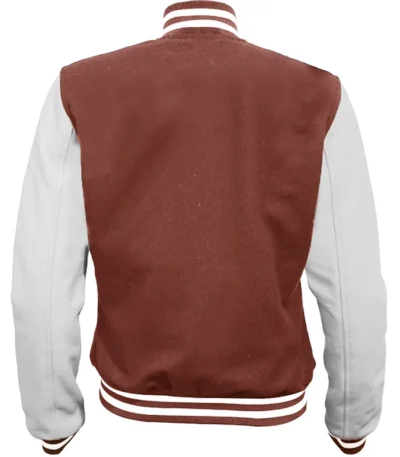 Mens Brown and White High School Baseball Letterman Jacket
