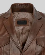 Men’s Dark Brown Leather Spanish Blazer With Pockets