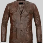 Men’s Dark Brown Leather Spanish Blazer With Pockets