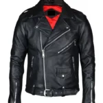 Men’s Genuine Real Black Leather Biker Jacket
