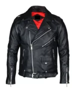 Men’s Genuine Real Black Leather Biker Jacket
