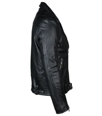 Men’s Genuine Real Black Leather Biker Jacket