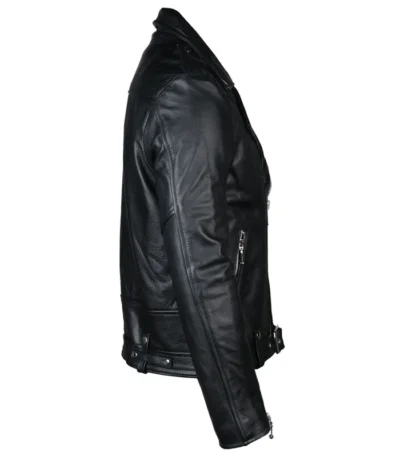 Men’s Genuine Real Black Leather Biker Jacket