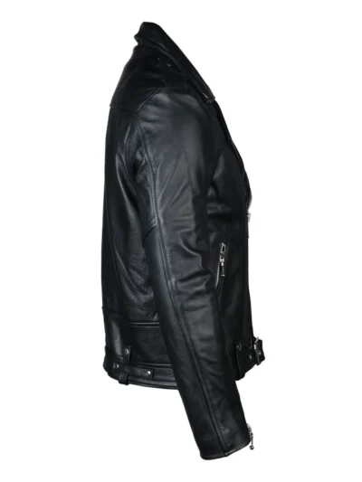 Men’s Genuine Real Black Leather Biker Jacket