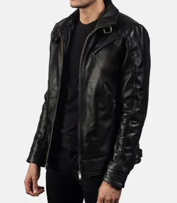 Mens Legacy Black Leather Biker Jacket