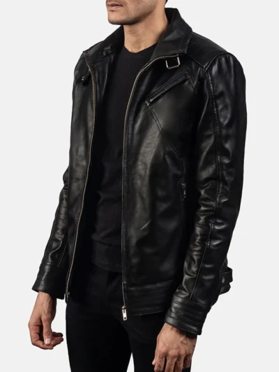 Mens Legacy Black Leather Biker Jacket
