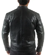 Mens Quilted Motorcycle Cafe Racer Leather Jacket