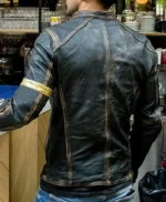 Men’s Real Leather Black Distressed Moto Jacket