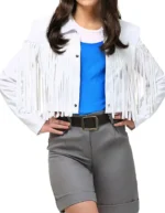 Mia Sara Ferris Bueller’s Day Off White Leather Jacket