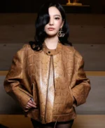 Fashion Week 2026 Ningning Snakeskin Leather Jacket