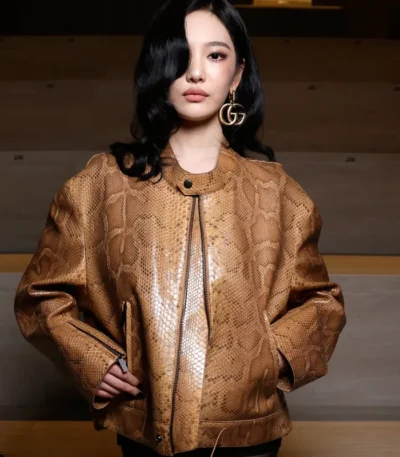 Fashion Week 2026 Ningning Snakeskin Leather Jacket