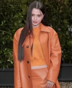 2026 Fashion Show Becky Armstrong Orange Leather Coat