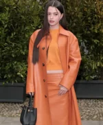 2026 Fashion Show Becky Armstrong Orange Leather Coat
