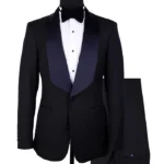 Milo One Button Single Breasted 2 Piece Black Tuxedo Suit