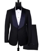 Milo One Button Single Breasted 2 Piece Black Tuxedo Suit