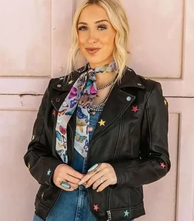 Morgan Nicole Zipperlen Star Leather Jacket