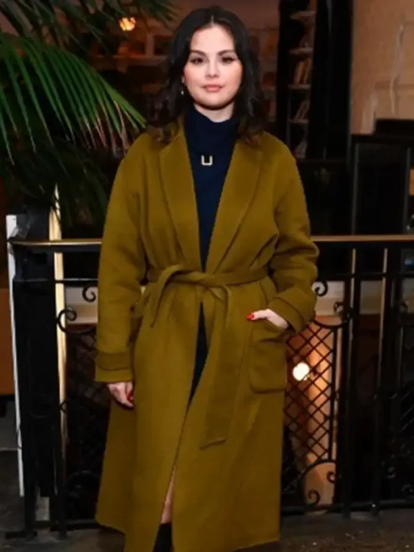 My Mind & Me 2022 Selena Gomez Wrap Olive Green Coat