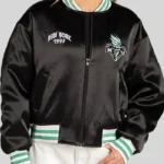 NY Liberty Black Satin Bomber Jacket