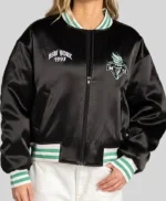 NY Liberty Black Satin Bomber Jacket