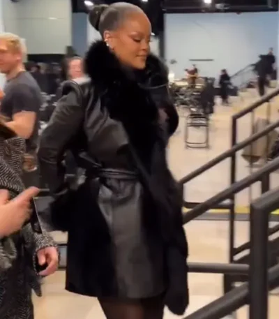 NYC 2026 Rihanna Leather Coat