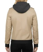 Nancy Bomber Removable Women’s Hooded Leather Jacket