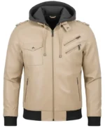 Nancy Bomber Removable Women’s Hooded Leather Jacket