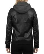 Nancy Bomber Removable Women’s Hooded Leather Jacket