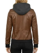 Nancy Bomber Removable Women’s Hooded Leather Jacket