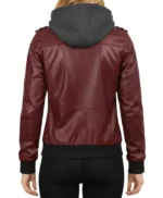 Nancy Bomber Removable Women’s Hooded Leather Jacket