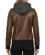 Nancy Bomber Removable Women’s Hooded Leather Jacket