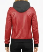 Nancy Bomber Removable Women’s Hooded Leather Jacket